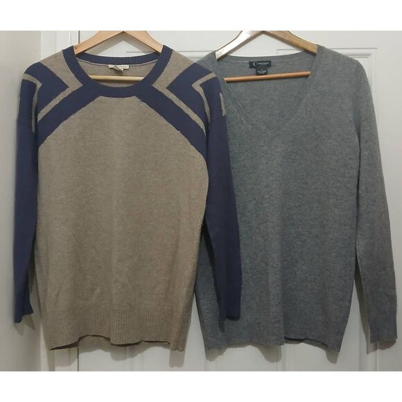 White Warren halogen saks womens medium 100% cashmere 2ply sweater lot of 5 - Picture 4 of 6